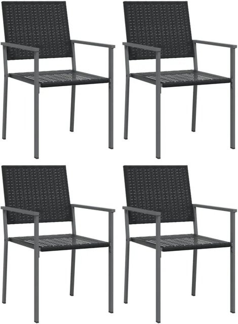 Furnicato Gartenstühle 4er Set aus Poly-Rattan in Schwarz mit Armlehnen, B/T/H: 54 x 62,5 x 89 cm - Bild 1