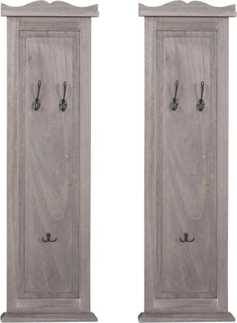 BERLINLODGE Garderobe 2er-Set aus Paulownia Holz in Grau-Braun mit Wandhaken, B/H/T: 109 x 28 x 5,5 cm - Bild 1