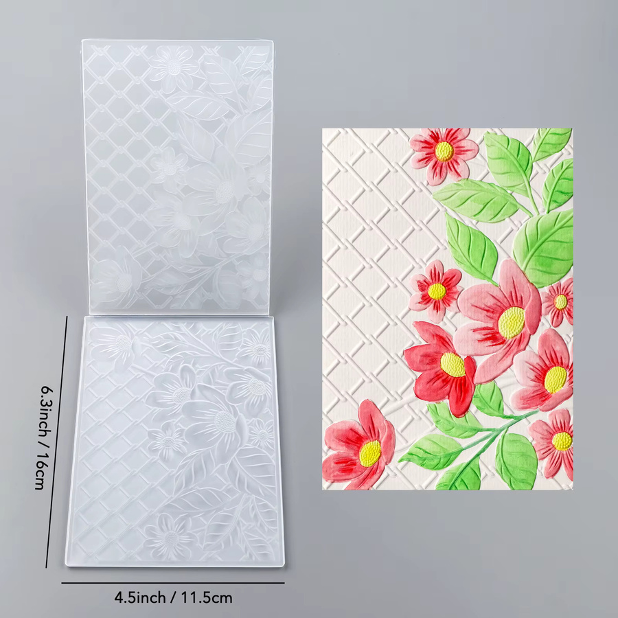 Dekoratives Bastelpapier mit 3D-Blumengitter-Prägung in Mehrfarbig für DIY-Projekte und Sammelalben - Bild 2