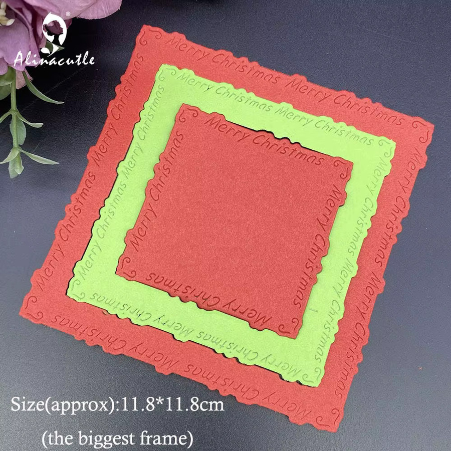 Alinacutle Metall-Schneideschablone Frohe Weihnachten für Scrapbooking und Handwerk, Mehrfarbig - Bild 2