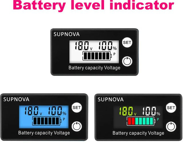 diymore Batteriekapazitäts-Füllstandsanzeige DC 8V-100V für Blei-Säure, Lithium und LiFePO4, Spannungsmesser für 12V 24V 48V 72V, Schwarz - Bild 1