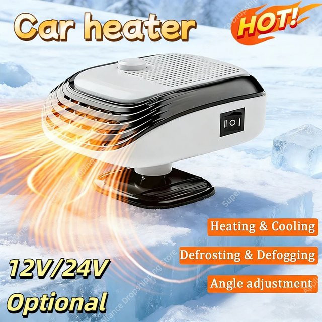 XMSJ 360 Grad rotierender Winter-Schnellheizer für Autos 12V/24V in Grün und Weiß mit einstellbarer Windgeschwindigkeit zur Windschutzscheiben-Entnebelung - Bild 1