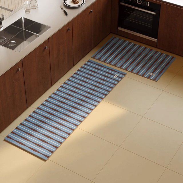 VIKAMA Anti-Rutsch Badezimmer Matte mit Kieselalgen-Design und Streifenmuster, Wasserabsorbierend, B/T: 40 x 60 cm - Bild 1