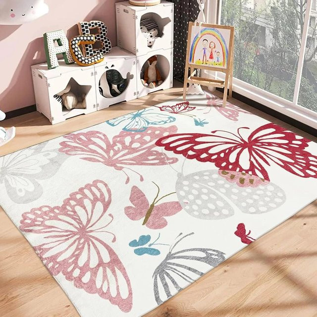 Bunte Kinder Spielmatte Lodestar mit Regenbogen-Streifen, waschbarer Teppich für Kinderzimmer und Wohnzimmer, B/B: 40 x 60 cm - Bild 1