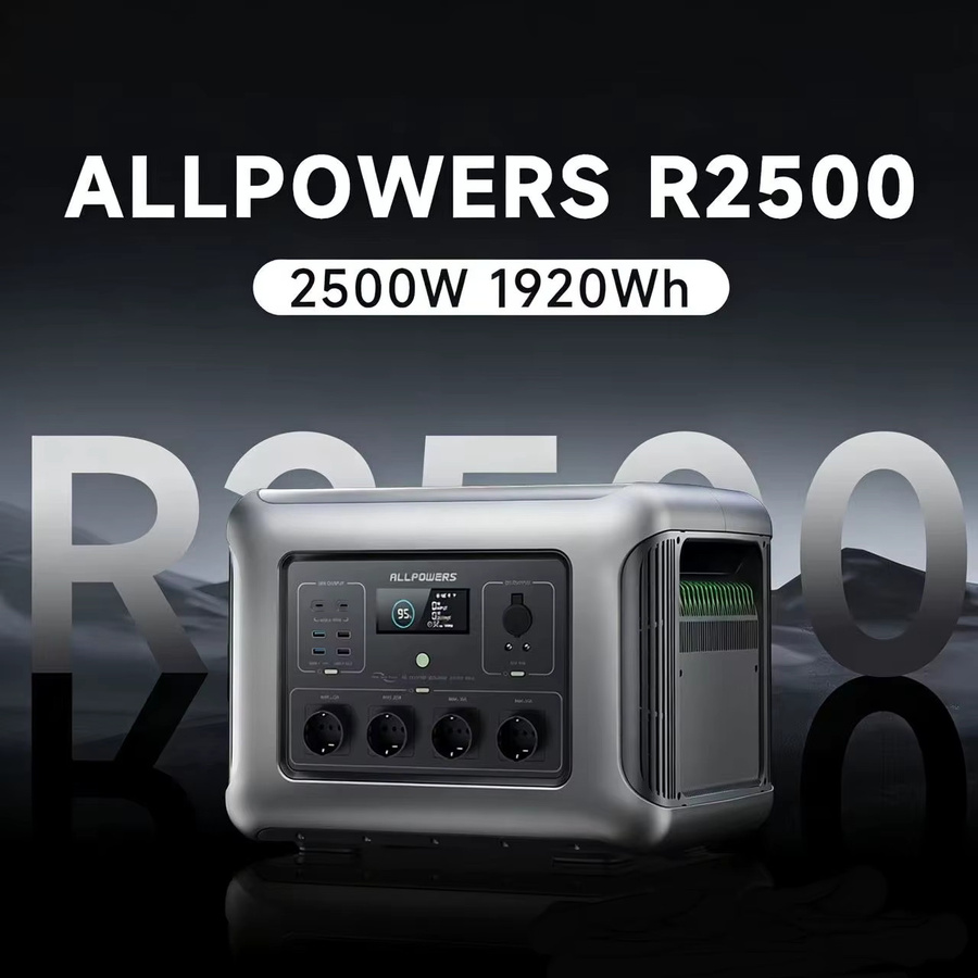 ALLPOWERS Solargenerator R2500 Powerstation 2500W 1920Wh mit SP027 100W faltbarem Solarmodul in Grau - Bild 2