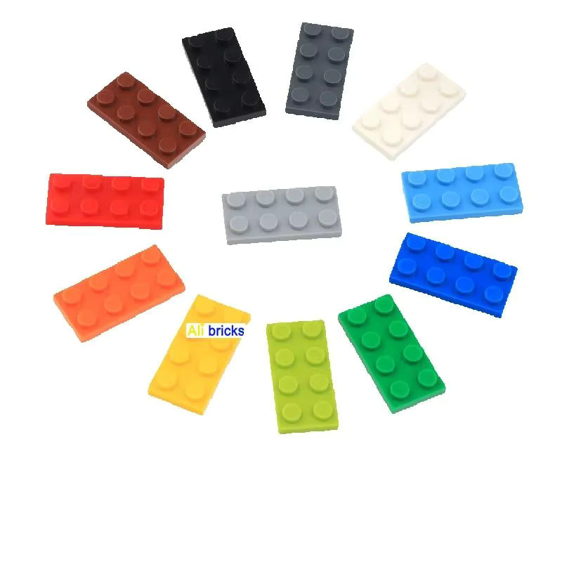 JIAJIALE DIY Bausteine Set aus Kunststoff, 80 Stück dünne Figur Ziegel 2x4 Punkte, Gelb, pädagogisches kreatives Spielzeug für Kinder - Bild 2