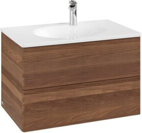 V&B Waschtischunterschrank Antao mit Auszugbeleuchtung und Frontstruktur in Warm Walnut, B/T/H: 79 x 50 x 50 cm - Bild 1