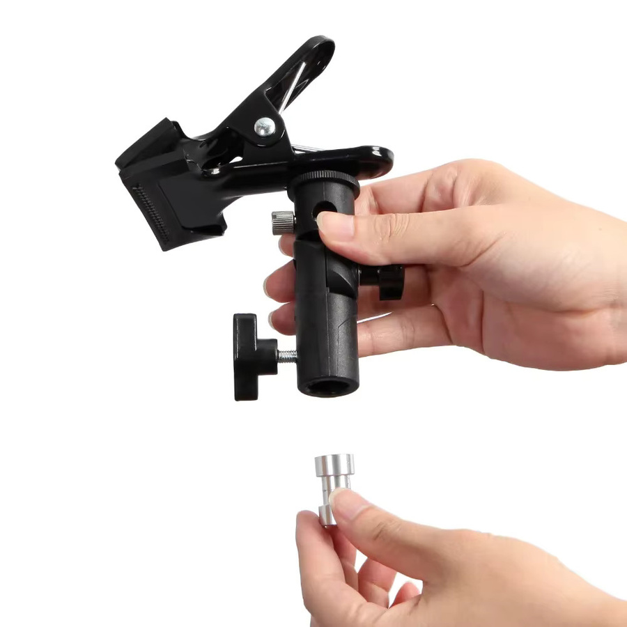 RYH Reflektor-Klemme Clip Halter mit 1/4 bis 3/8 Zoll Schraubadapter für Fotostudio Reflektoren und Hintergründe in Schwarz - Bild 2