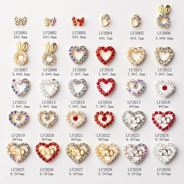 MAGT Nail Art Strasssteine, 20 Stück, 3D Herz Relief Glas Kristall, Glänzend - Bild 1