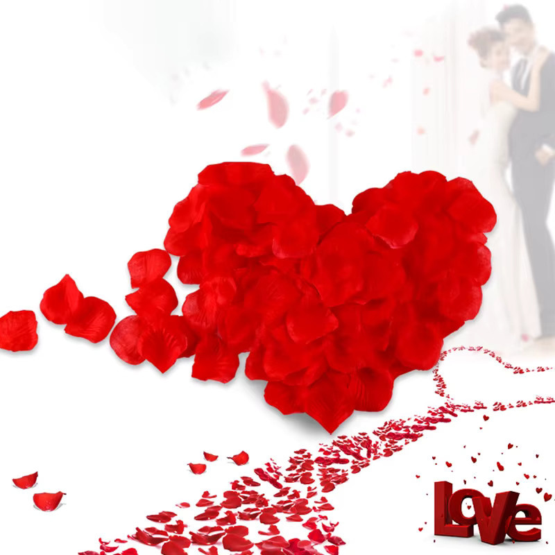 1000 Stück künstliche Rosenblätter aus Seide in Rot für Hochzeiten, Valentinstag und Dekorationen - Bild 2