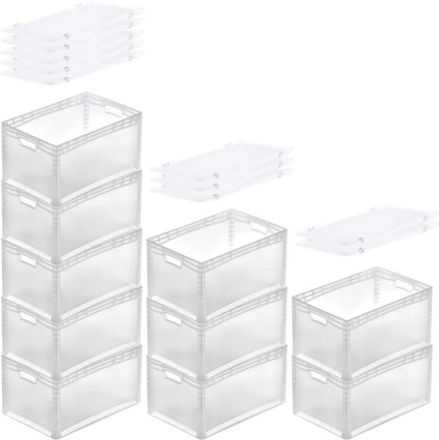 PROREGAL SuperSparSet 10x Eurobehälter LightLine transparent mit Scharnierdeckel und offenem Griff, 66 Liter, H x B x T: 32 x 40 x 60 cm - Bild 1