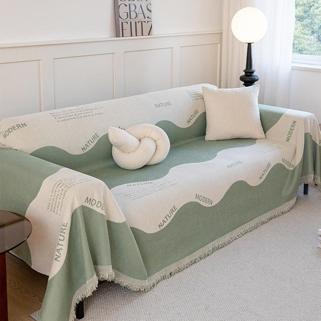 Super Six Sofabezug im nordischen Stil, Chenille-Sofadecke mit grafischem Muster, Anti-Katzenkratzer und staubdicht, B: 180 cm, T: 130 cm - Bild 1