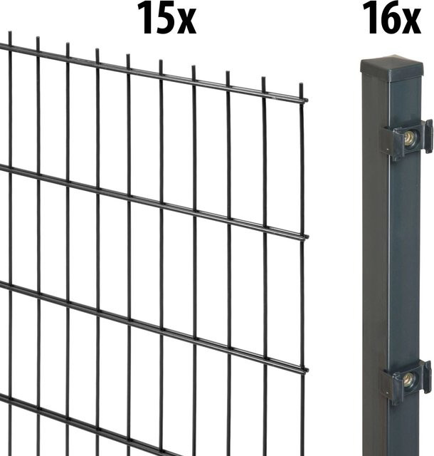 Floraworld Doppelstabmatten-Set Anthrazit, Höhe: 120 cm, Länge: 30 m - Bild 1