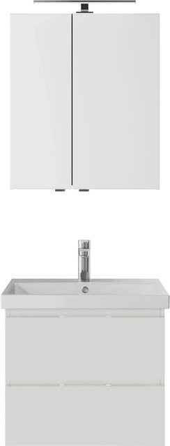 Pelipal Badmöbel-Set Serie 4035, 3-teilig, Weiß Glanz, bestehend aus Waschtisch, Waschtischunterschrank und Spiegelschrank mit Shaver-Socket - Bild 1