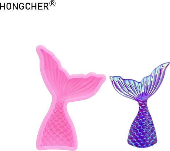 HONGCHER Fischschwanz-Silikonform in Pink für Schokolade, Fondant, Kuchendekoration und DIY-Harz-Deko - Bild 1