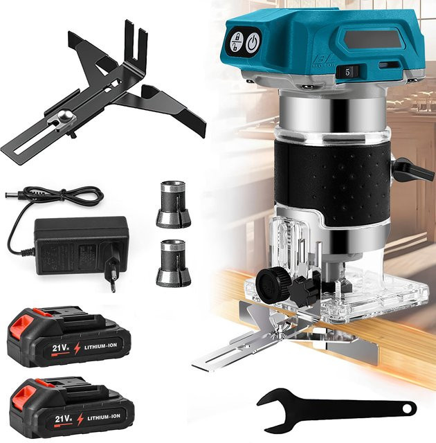 Makita Bürstenloser Elektrischer Holzfräser und Holztrimmer für 18V Akku als Tischlerwerkzeug zur Holzbearbeitung - Bild 1