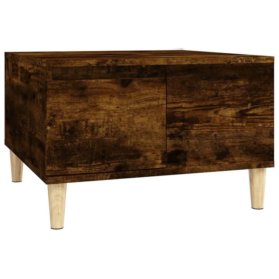 vidaXL Couchtisch aus Eukalyptus-Massivholz in Räuchereiche, quadratisch, B/T/H: 55 x 55 x 36,5 cm - Bild 2