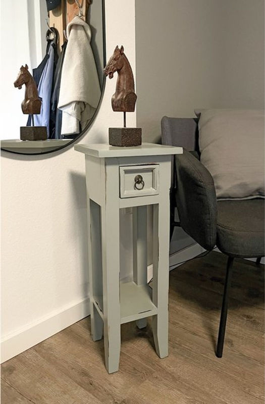 Beistelltisch PADEA aus Mahagoni-Holz in Grau, B/T/H: 25 x 25 x 67 cm - Bild 3