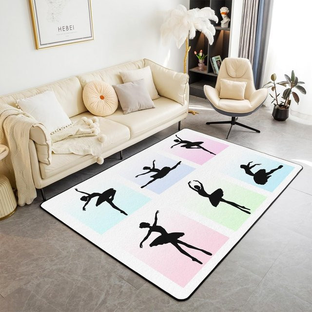 Karpetti Gymnastikmädchen Teppich mit Ballett-Motiv für Wohnzimmer und Schlafzimmer, Waschbar, B/T: 120 x 40 cm, Mehrfarbig - Bild 1