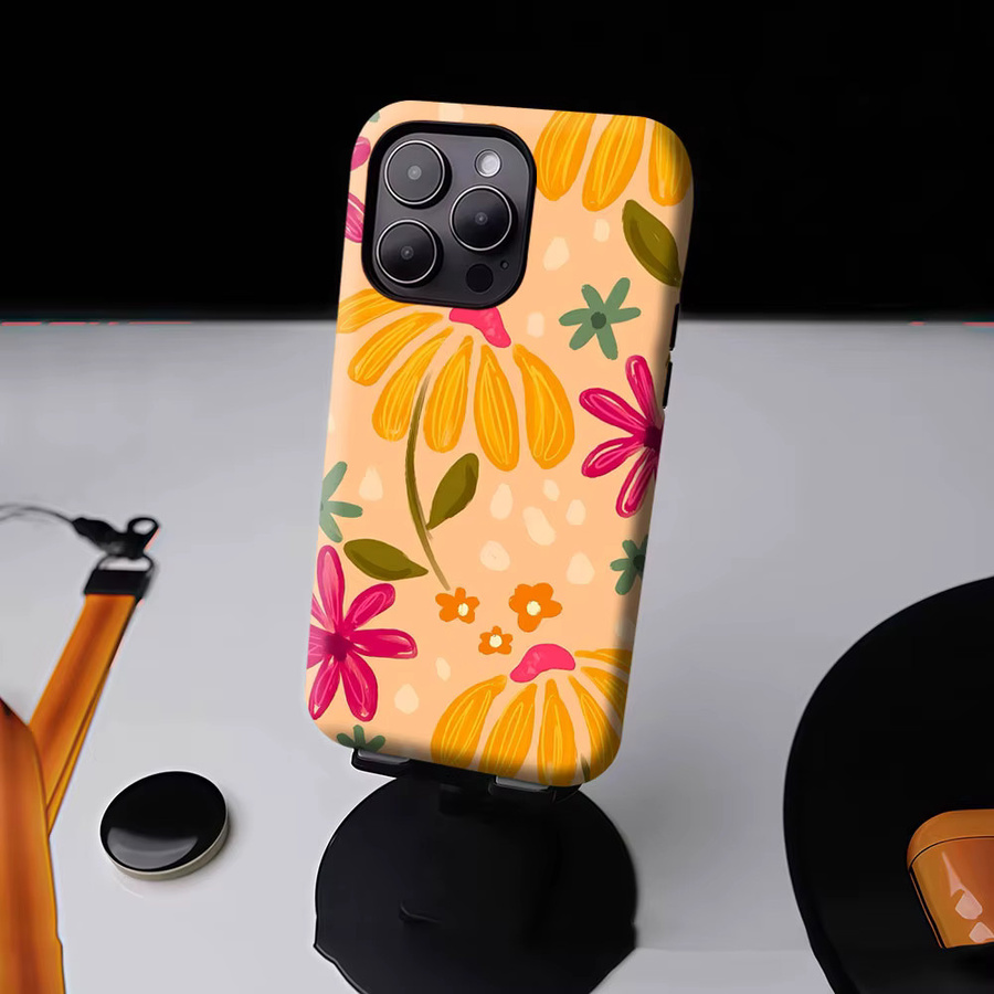 Aurbe Matte 2-in-1 MagSafe Hülle mit leuchtenden Blumen-Motiven für iPhone 17 16 15 14 Plus Pro Max, stoßfeste Hartschale, Multicolour - Bild 4
