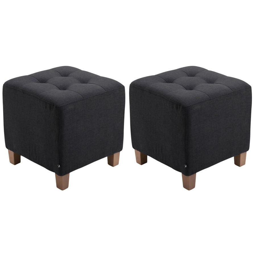 DELUKE 2er Set Sitzhocker CELIS Polsterhocker aus Stoff in Schwarz, B/T/H: 45 x 45 x 46 cm - Bild 2