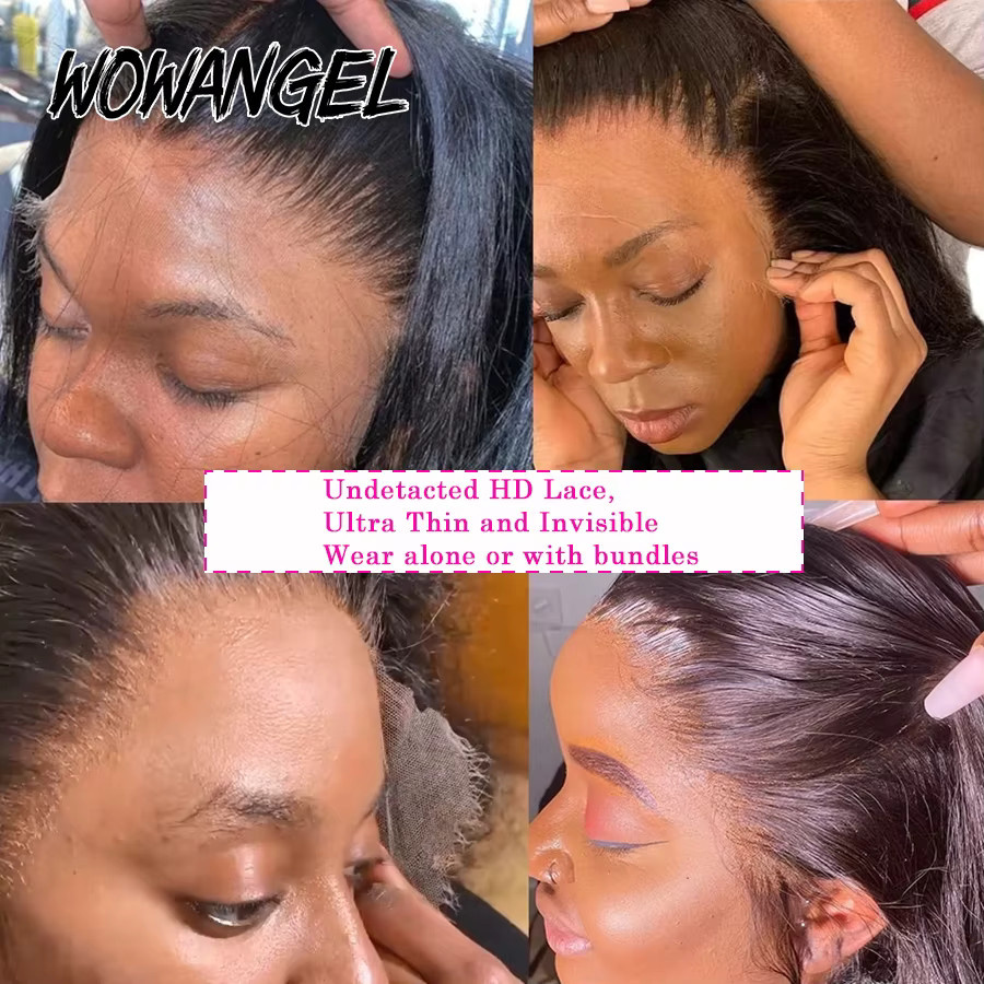 Wow Angel Brasilianisches glattes Echthaar HD Lace Frontal, Unisex - Bild 4