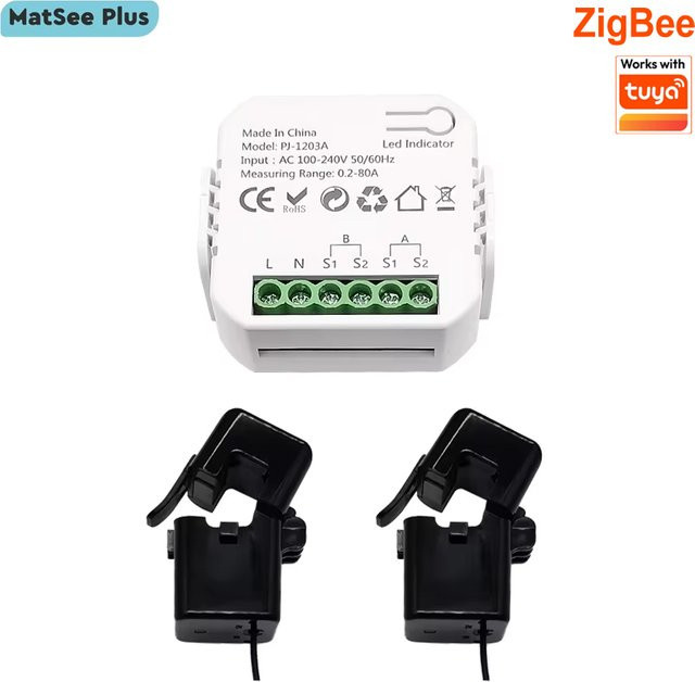 Smart Life MatSee Plus ZigBee Energiemonitor in Weiß mit 1 oder 2 Kanälen und bidirektionalem Stromsensor zur Leistungsüberwachung via App (AC100-240V, Gateway erforderlich) - Bild 1