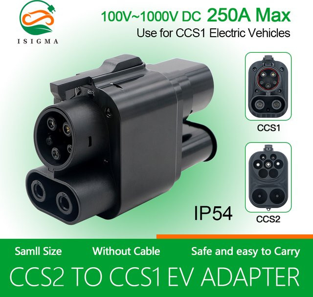 KOLANKY CCS2 zu CCS1 Adapter für EV-Ladegeräte, 250A Konverter für AC+DC Schnellladen, Farbe: Schwarz - Bild 1