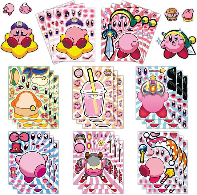 TAKARA TOMY Kirby Puzzle Aufkleber, 8/16 Blatt, DIY Make a Face - Bild 1
