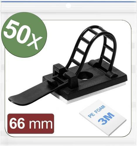 3M Quadrios 24CA442 Befestigungssockel selbstklebend und schraubbar, Schwarz, 50 Stück - Bild 1