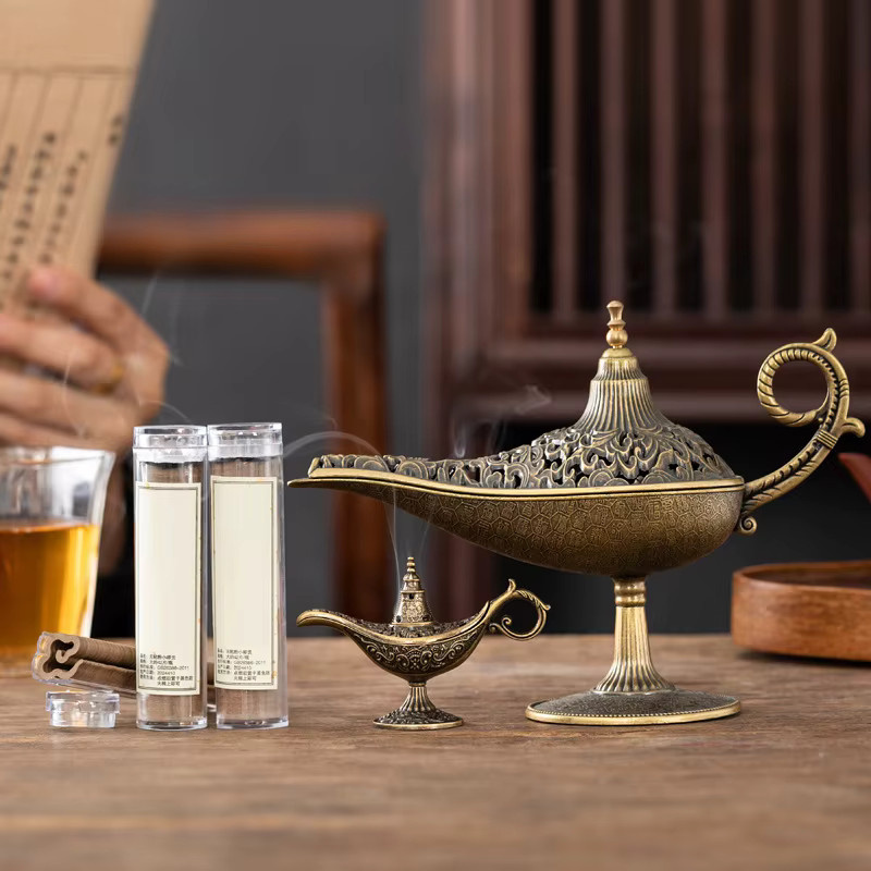 JETTING Mini Arabischer Weihrauchbrenner im Antik-Stil aus Metall in Gold mit Tealight-Halter - Bild 3