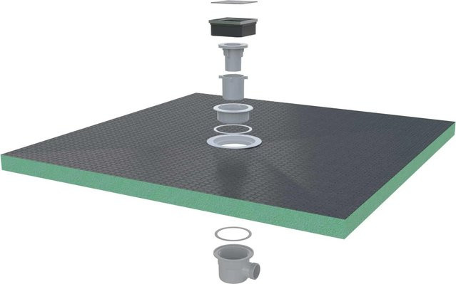 AICA XPS Duschplatte mit Ablaufgarnitur, B/T: 100 x 100 cm, Höhe: 4 cm, Farbe: Grau/Schwarz - Bild 1