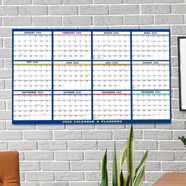 Großer Wandkalender 2026 als Jahresplaner, trocken abwischbar, weiß, Kunststoff - Bild 1
