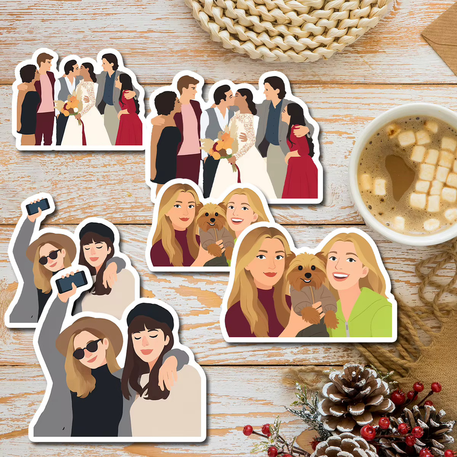9 individuelle Fotoaufkleber in Comic-Optik für DIY Scrapbook und Bastelarbeiten, Mehrfarbig - Bild 5