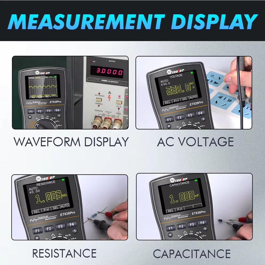 TOOLTOP ET828Pro Handheld Digital Oszilloskop 10 MHz mit 50 Msps und True RMS Multimeter in Schwarz - Bild 5