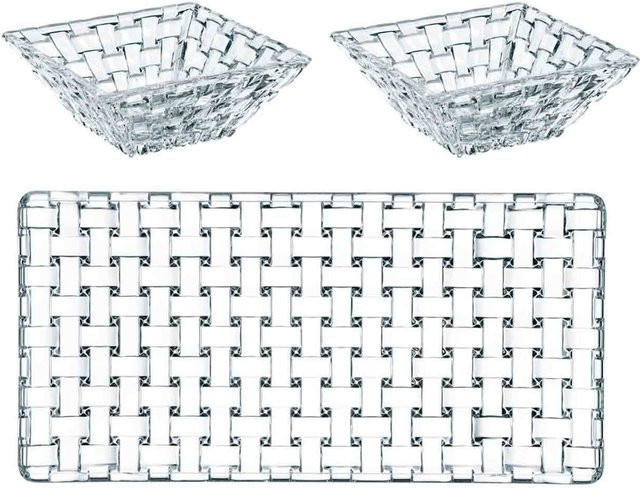 Nachtmann Servierplatten Bossa Nova 3-teiliges Set aus Glas, transparent, geometrisches Design - Bild 1