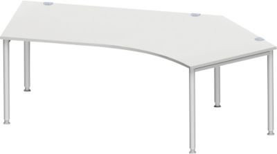 Schäfer Shop Genius Winkelschreibtisch MODENA FLEX 135 Grad höhenverstellbar Ansatz rechts lichtgrau/weißaluminium - Bild 1