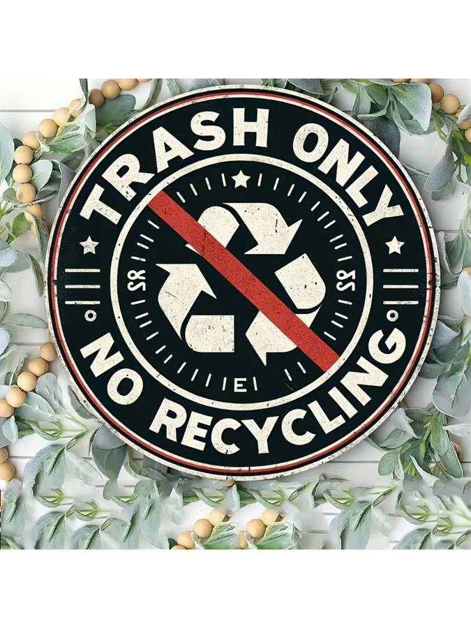 Rundes Aluminium-Wandschild Potdemiel Nur Trash No Recycling für Zuhause und Café, Durchmesser: 19,81 cm - Bild 7