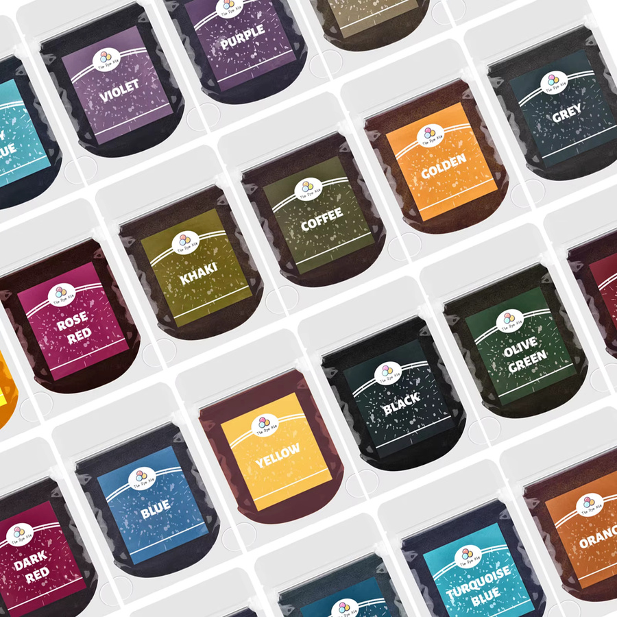 24 Farben Textilfarben Set für Batikfärbung und Stofffärbung von Baumwolle, Leinen und Jeans, 24 x 15 g, Mehrfarbig - Bild 2