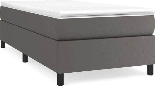 vidaXL Boxspringbett Hybrid mit Matratze in Grau, Kunstleder, B/T/H: 100 x 200 x 35 cm - Bild 1