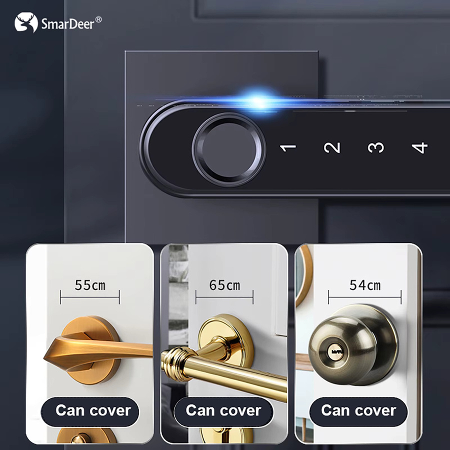 SmarDeer Elektronisches Smart Lock in Schwarz mit Bluetooth und Fingerabdruck für Tuya Smart Life Hausautomation, ideal für Hotel und Büro - Bild 3