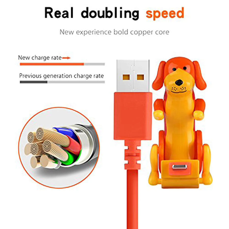 APWIKOGER USB-C Ladekabel in Orange mit Datenübertragung im Hunde-Design für Mobiltelefone - Bild 2