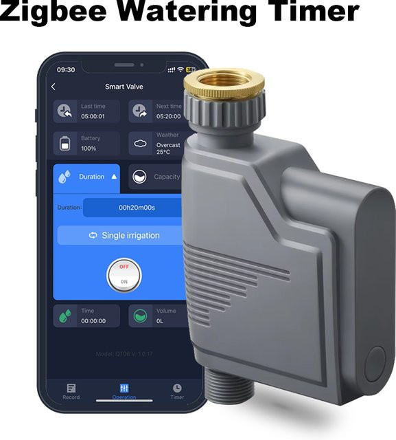 Tuya Smart Zigbee Bewässerungs-Timer IHOMECAM mit integriertem Wasserfluss-Recorder und Flow-Control in Grau - Bild 1