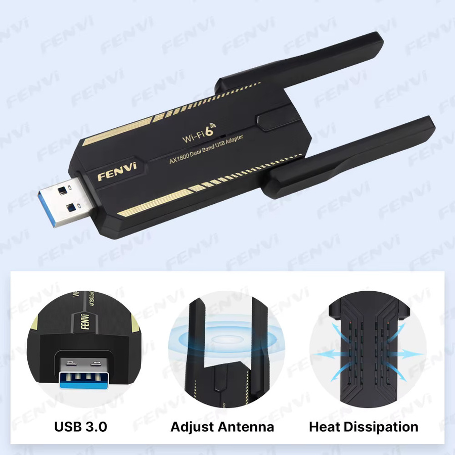 FENVI WiFi 6 AX1800 USB-Adapter Dual Band 5 GHz/2,4 GHz USB 3.0 Netzwerkkarte WiFi-Dongle mit MU-MIMO für Windows 10/11 - Bild 3