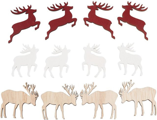 VBS Streuteile Red Deer aus Sperrholz in Naturfarben und Rot für winterliche Dekoration und Weihnachten - Bild 1
