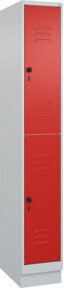 C+P Doppelstock-Spind Classic PLUS mit Sockel, 1 Abteil, RAL 3020 Verkehrsrot/Grau, H x B x T: 195 x 30 x 50 cm - Bild 1
