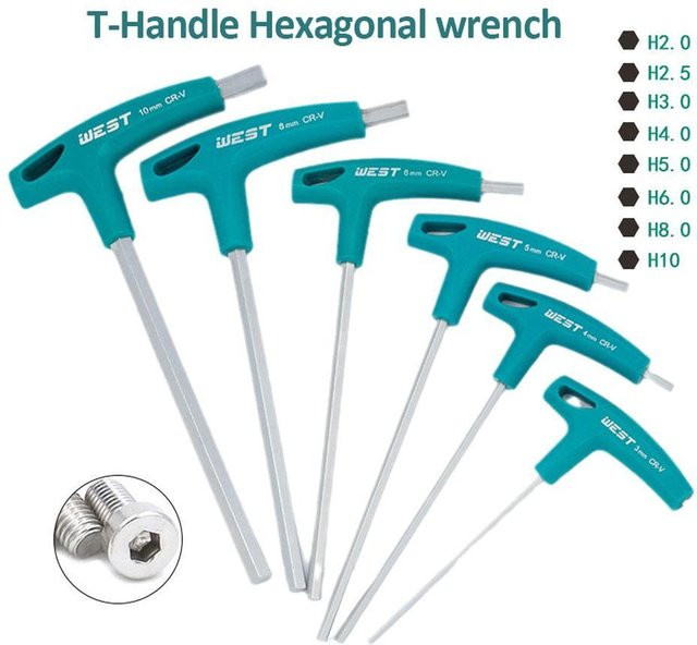 T-Griff Inbusschlüssel Set mit Sechskant-Bits in Türkis, Größen: 2mm, 2,5mm, 3mm, 4mm, 5mm, 6mm, 8mm, 10mm - Bild 1
