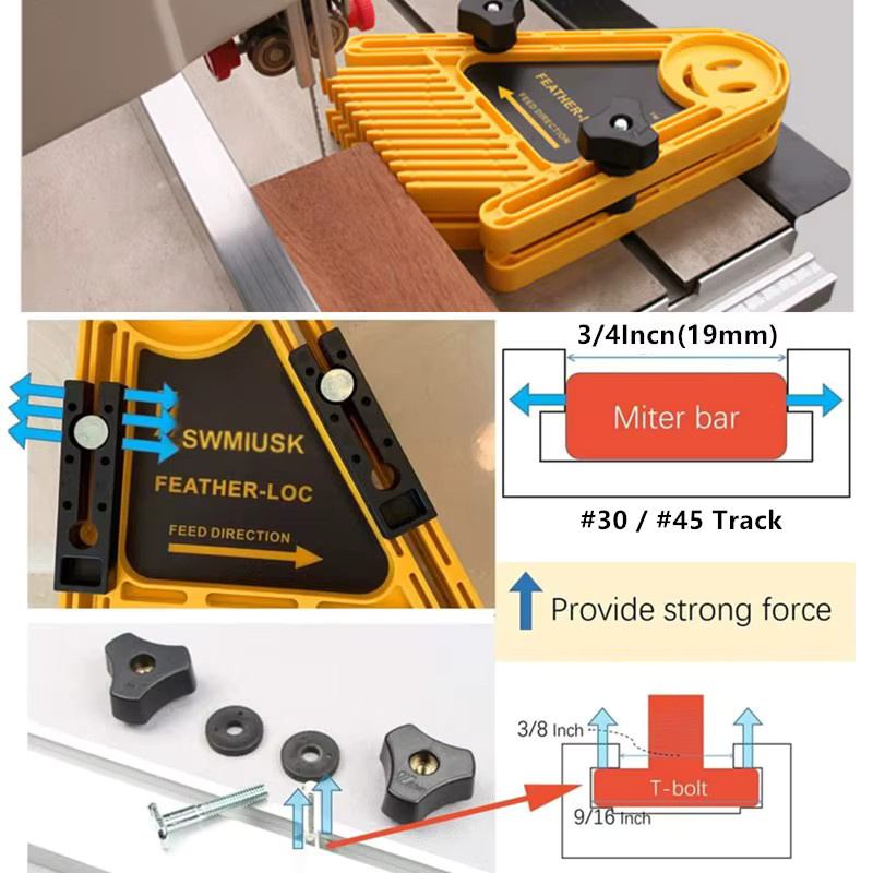 GDART True Flex Feather Board 2er Pack verstellbare Feder-Push-Blöcke für Werkbänke und Tischsägen in Blau und Gelb - Bild 5
