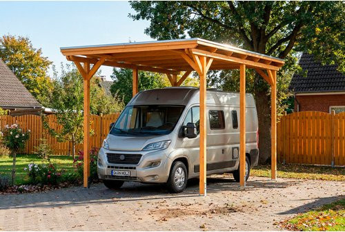 SKANHOLZ Caravan-Carport Emsland aus Fichte mit Stahl-Flachdach in Eiche hell und Anthrazit, B: 402 cm, T: 604 cm - Bild 1
