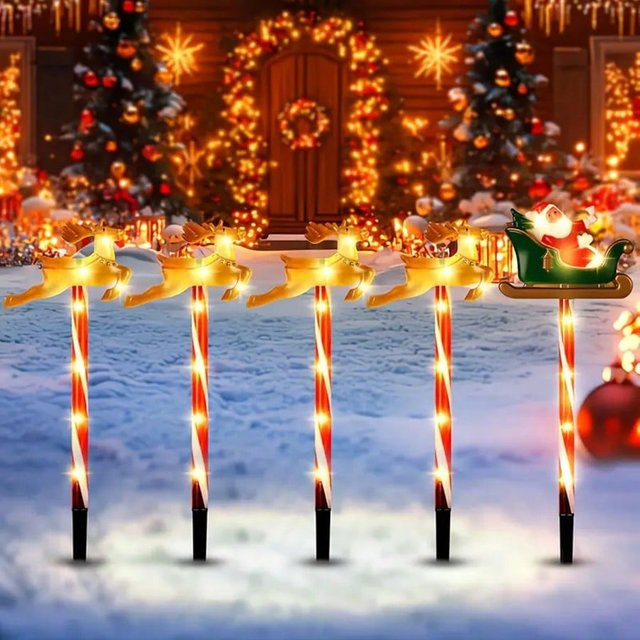 Peach Forest 5er Set Weihnachts Silhouette Solar Gartenstecker Wasserdicht Multicolour - Bild 1